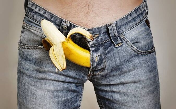 Big cock on the example of a banana